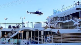 A helicopter shoots aerial photos of the Sapphire Princess cruise ship [upl. by Lippold161]