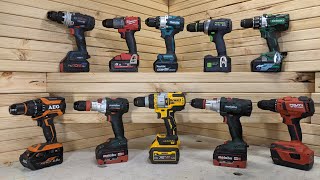 18V Hammer Drill Comparison 2022  Brushless Makita Dewalt Milwaukee Bosch Metabo Hikoki etc [upl. by Azal677]