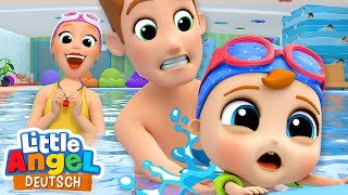 Komm wir wollen schwimmen  Kinderlieder und Cartoons  Little Angel  Moonbug Kids Deutsch [upl. by Hootman378]