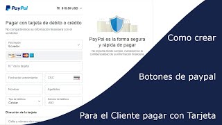 Como crear botones de PayPal y recibir pagos internacionales  Los clientes podrán pagar con tarjeta [upl. by Zora332]