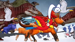 Animal stampede running animals dinosaur cow tiger elephant cow rhinos giraffe zebra donkey monkey [upl. by Mayhew]