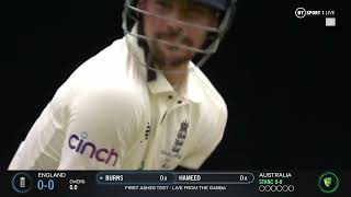 GREIG amp BOYCOTT COMMENTARY OF BURNS BOWLED BY STARC Ashes [upl. by Kolnick879]