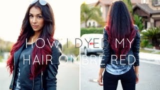 How I Dyed My Hair Ombre Red Without bleach [upl. by Rowney485]