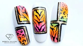 Block ombre nail art with animal print Summer nail art trends [upl. by Runkle529]