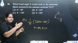 Which bond angle would result in the maximum dipole moment for the triatomic molecule YX [upl. by Lawton]