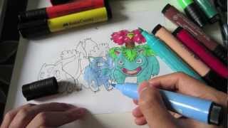 How to draw Pokemon No1 Bulbasaur No2 Ivysaur and No3 Venasaur [upl. by Hermina859]