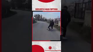 Motosiklet süren gençleri eleştiren adam önündeki motosikletliye sözleriyle kaza yaptırdı shorts [upl. by Koziara]