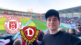 OSTDERBY ESKALIERT💥😱 FAN Material brennt🧨 3LIGA  HALLESCHER FC vs DYNAMO DRESDEN  Stadionvlog [upl. by Aisatan936]