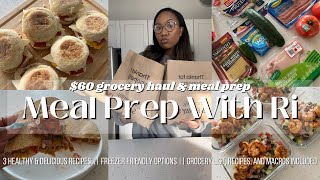 60 GROCERY HAULMEAL PREP W RI EP2  3 HEALTHY amp DELICIOUS RECIPES  GROCERY LIST amp MACROS INCLUDED [upl. by Rosel]