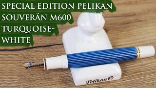 Special Edition Pelikan Souverän M600 TurquoiseWhite Overview  Available at Appelboom [upl. by Ambler]