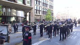 Lord Mayors Show 2023 Band of the Royal Yeomanry reverse route [upl. by Dorreg805]