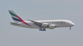 Airbus A380 at Schiphol Amsterdam first commercial Emirates Airbus A380 at Schiphol HD 01082012 [upl. by Alket485]