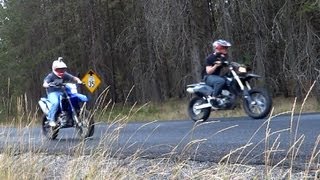 WR250X vs DRZ400SM Supermoto Drag Race [upl. by Twedy880]