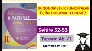 İki bucağın cəmi və fərqinin triqonometrik funksiyaları2Riyaziyyat test toplusu 2023 2ci hissə [upl. by Vidovik]