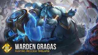 Warden Gragas  League of Legends Splash Art Painting Timelapse [upl. by Ellenhoj]