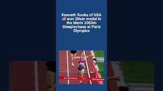 Kenneth Rooks of USA won Silver medal in the Mens 3000m Steeplechase at Paris Olympics olympics [upl. by Idnem]