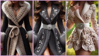 CROCHET CLOTHING KNITTED with Woll crochet clothing knitted embroidery dress coat [upl. by Akilam]