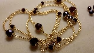 DIY  tutorial principianti  Collana tipo Chanel con perle di granato e catenella oro [upl. by Sheaff]