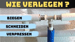 Wasserleitung verlegen  verlängern  Pressfitting TStück mit Alu Verbundrohr verpressen Teil 2 [upl. by Naillig]