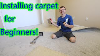 HOWTO INSTALL CARPET FOR BEGINNERS DIY carpet install and tools [upl. by Shuler]