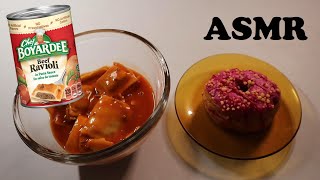 CHEF BOYARDEE BEEF RAVIOLI amp BLUEBERRY CRUMBLE CROISSANT DONUT ASMR MUKBANG [upl. by Ruttger78]