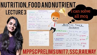 NUTRITION FOOD amp NUTRIENT  MPPSC 2023 PRELIMS UNIT 7 SSC RAILWAY GENERAL AWARENESS [upl. by Elsey516]