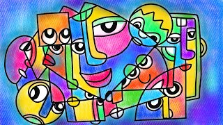 Learn to draw Cubism Art easy  Cubism Picasso inspired portrait  Cubism art lesson face [upl. by Gaudette]