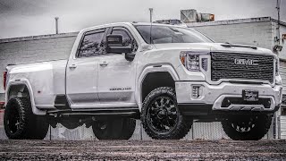 CUSTOM GMC DUALLY  The 2021 Sierra 3500 Denali With FULL Chrome Delete [upl. by Ellerihs445]