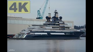 Lürssen Project Super Yacht quotLUMINANCEquot 09022023 undocking  Bremen Vegesack  4K VIDEO [upl. by Doykos]