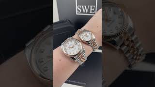 Rolex Datejust Steel Rose Gold White Diamond Dial Watches Review  SwissWatchExpo [upl. by Obadiah]