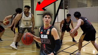 ASIAN LAMELO BALL PLAYS PICK UP BASKETBALL IN THE HOOD [upl. by Glanti]