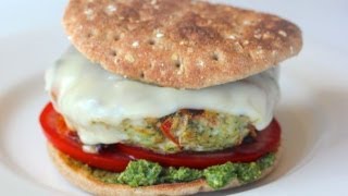 Clean Eating Pesto amp Mozzarella Turkey Burger Recipe [upl. by Nelg]