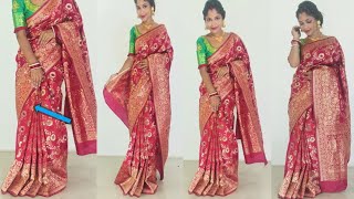 Banarasi saree draping tutorialeasy Banarasi silk saree draping [upl. by Eimmot473]