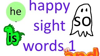 Happy sight words 1 Kindergarten sight words educational learning video Preschool sight words [upl. by Billie814]