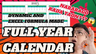 FULL YEAR CALENDAR IN EXCEL DYNAMIC AND FORMULA MADE😱 excel excelformulas [upl. by Thad95]