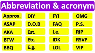 Learn English 10 abbreviations you should know  what means abbreviations in english [upl. by Lodhia]