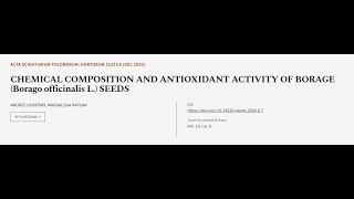 CHEMICAL COMPOSITION AND ANTIOXIDANT ACTIVITY OF BORAGE Borago officinalis L SEEDS  RTCLTV [upl. by Algernon775]