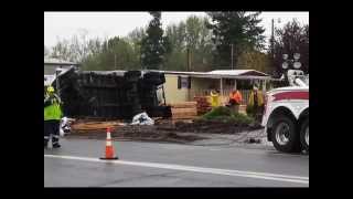 Recovery of Overturned Peterbilt amp 2 Trailers Loaded Lumber Wiltses Towing Salem Oregon [upl. by Ripp]