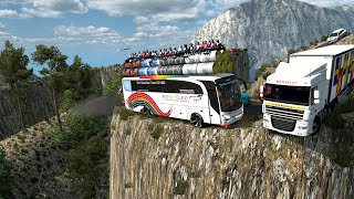 Overload Bus Driving in Most Dangerous Extreme Road  Euro Truck Simulator 2  Part66 [upl. by Ahsilav]