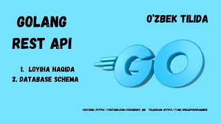 Golang  Rest API Loyiha  Ozbek tilida [upl. by Gierc630]