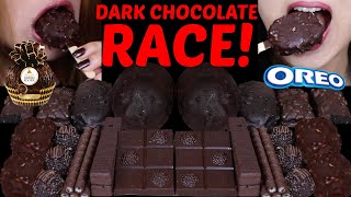 ASMR DARK CHOCOLATE RACE BIG OREO ICE CREAM CONES FERRERO ROCHER BAR MINI DOVE ICE CREAM BARS 먹방 [upl. by Justinn]