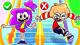 Escalator Safety Song  Funny English for Kids [upl. by Remmos]