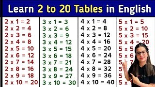 Learn Multiplication Table of 2 to 20  2 से 20 तक पहाड़े  Tables 2 to 20 [upl. by Witt]