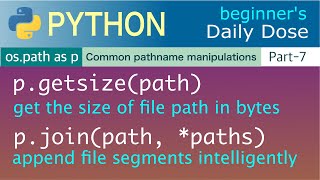 PYTHON  Common Pathname Manipulations  getsize path  join path paths [upl. by Elvina88]