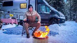 Luxury Vanlife Camping in Heavy Snowstorm [upl. by Asa]