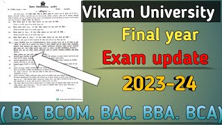 Final year exam from date Vikram University update  3rd year exam date Vikram University [upl. by Uase]