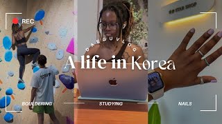 KOREA VLOG Studying for my PGCEnight out trying new cafes first bouldering experience in Daegu [upl. by Nekial]