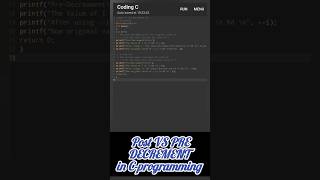Post VS Pre Decrement In CProgram decrement cprogram coding [upl. by Yerrok]