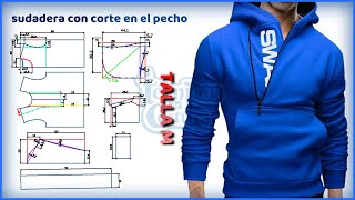 molde de sudadera con corte en el pecho para hombre talla M  técnicas de costura [upl. by Guidotti]