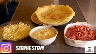 RECETTE CRÊPES JAMBONFROMAGECRÊPE SALÉE FARCI JAMBON FROMAGELA MEILLEURE RECETTE DE CRÈPE SALÉE [upl. by Sirronal927]